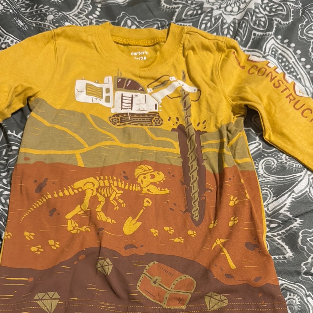 Carter's Kids Dinosaur Construction Shirt - Yellow and Brown